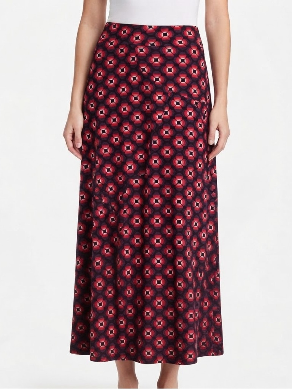 LuLaRoe Red and Black Geometric Skirt